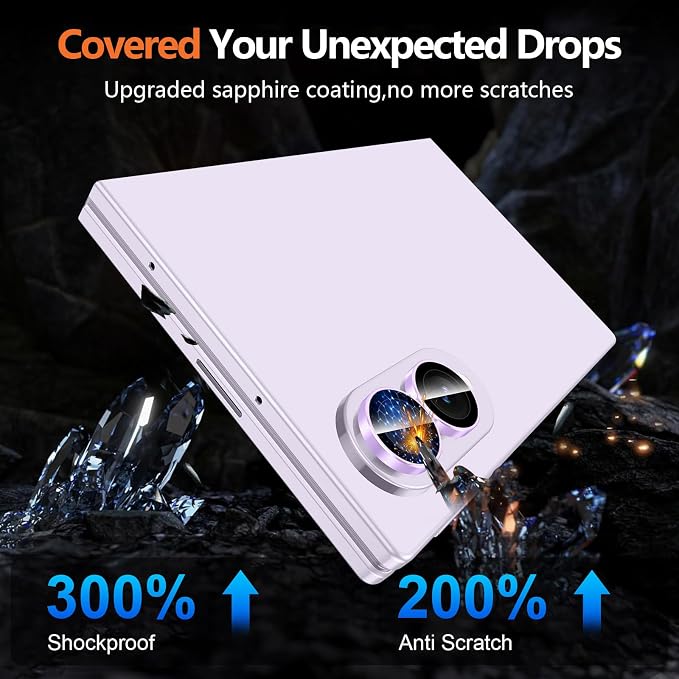 for Samsung Galaxy Z Fold 8 Camera Lens Protector, Individual Metal Ring Tempered Glass Lens Cover, [Strong Adsorption] Scratch Resistant Ultra-Thin HD Clear Lens Cover, 1 Set-Purple Ring - Image 5