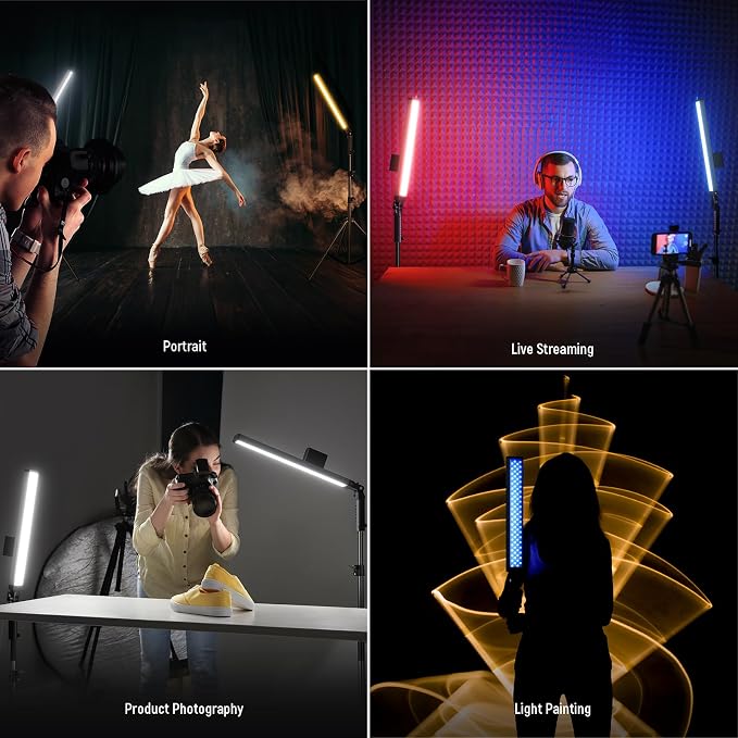 NEEWER Handheld 2.4G LED Video Light Stick Kit, Upgraded 40W Dimmable 3200K-5600K CRI97 with Stands/Filters/Carry Bag for Gaming Photography YouTube TikTok Video Recording, BH20B Ultra - Image 2