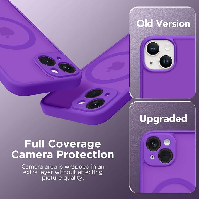 CAPRARO for iPhone 14 Case, Compatible with MagSafe | Upgraded [Full Camera Protection] Shockproof Protective Slim Translucent Matte Magnetic Phone Case 6.1'', Neon Purple - Image 6