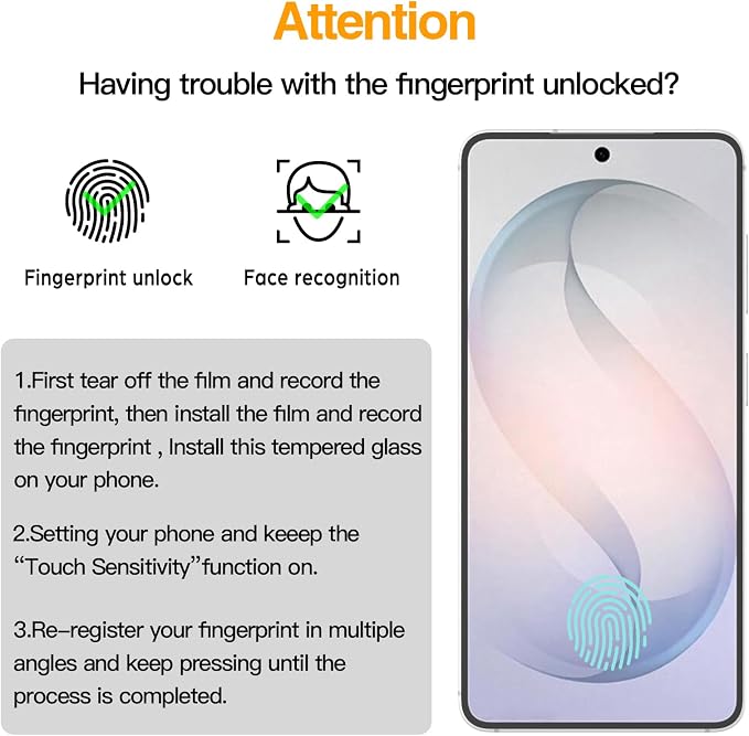 Anoowkoa 3 Pack Glass Screen Protector for Samsung Galaxy S26 & 3 Pack Galaxy S26 Camera Lens Protector Tempered Glass.9H Hardness.Bubble-free.Support Fingerprint Unlock.Easy Installation - Image 4