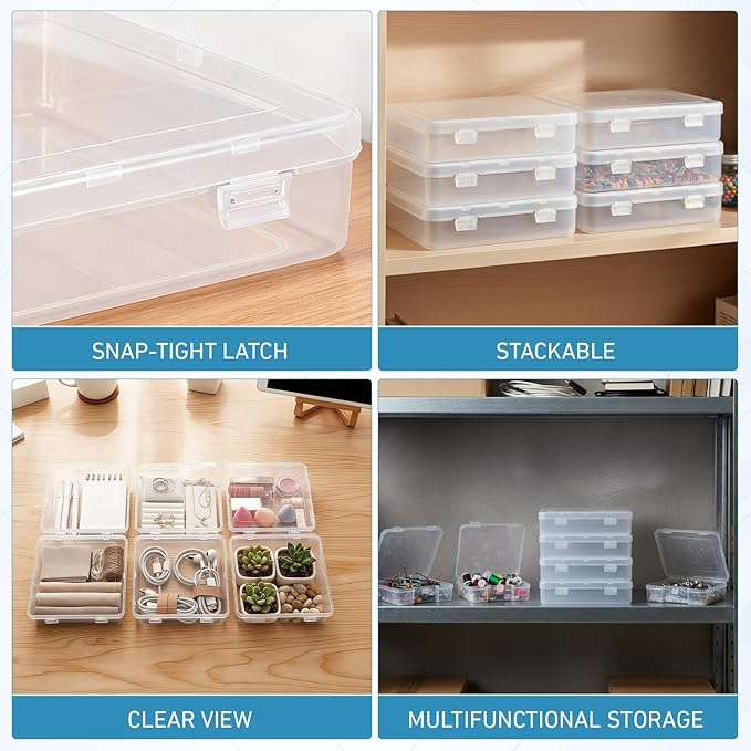 SATINIOR 12 Pack Clear Plastic Beads Storage Containers Box with Hinged Lid for Beads and More (Square,5.91 x 5.91 x 1.5 Inch) - Image 5