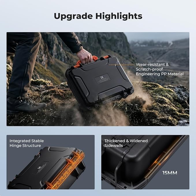 K&F CONCEPT Waterproof Hard Case, IP67 Protective Case with Pre-Scored Foam | Pick & Pluck Foam, Waterproof, Dustproof, Shockproof, HardShell Case for Camera & DJI Drone & Equipment Storage, BC01 - Image 7