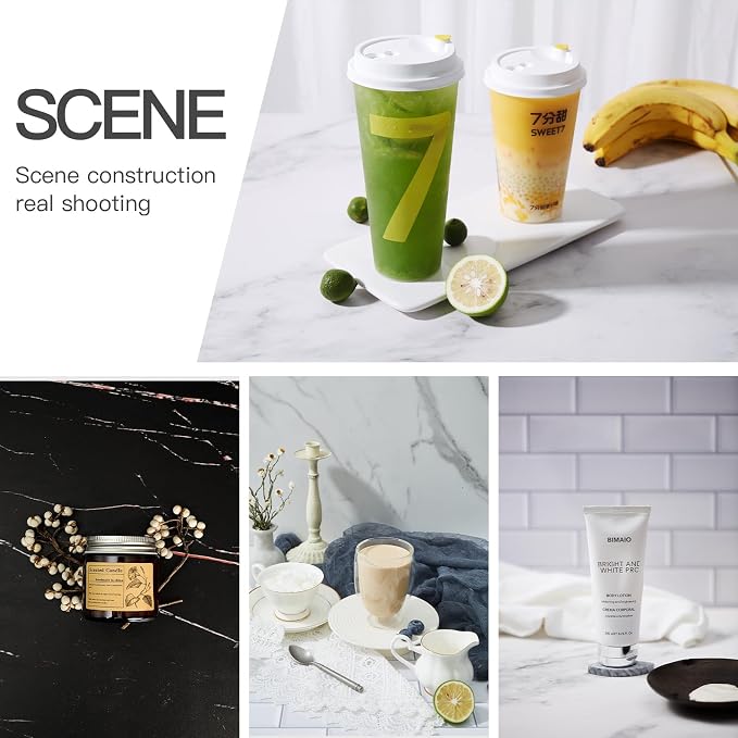 2-Sided 2 PCS Photo Backdrop Boards, Subway Tile Flat Lay Food Photography Background Board, Durable Waterproof Product Food Photography, 24x24 Inch, BEIYANG - Image 2