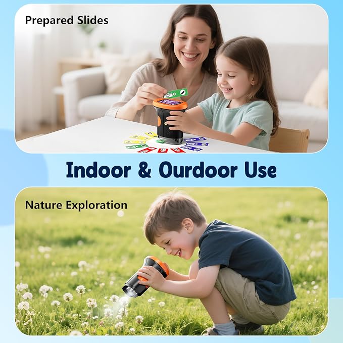 Odatay 2.4" 4K 1000X Digital Kids Microscope with 32G Card 12 Slides Orange | Long distance viewing, portable handheld edu gift toys for age 3-12, exploring bugs plants at home classroom & outdoor travel - Image 7