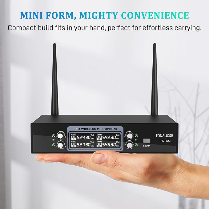 4 Channel Wireless Lapel Microphone System with 4 Headset Mics, 4 Lavalier Mics, UHF Metal Receiver, 4 Bodypacks, Independent Volume Control, 262ft Range for Home, Classroom, Church, Events - Image 7