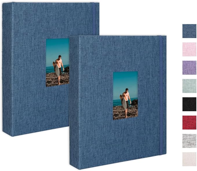 Mini Photo Album (2-Pack) for 2x3" Instax Mini & Polaroid Photos – Each Linen Album Holds 208 Photos by CHERRICH