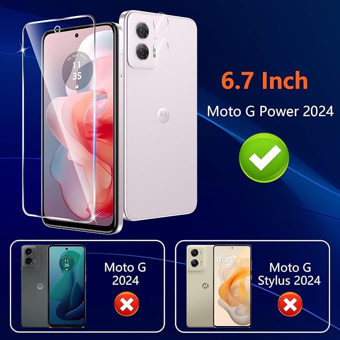 (3+2 Pack) Designed for Motorola Moto G Power 5G 2024 Tempered Glass Screen Protector + Camera Lens Protector,[3D Touch][Bubble-Free][Anti-Scratch] Screen Protector Glass For Motorola G Power 2024 - Image 2