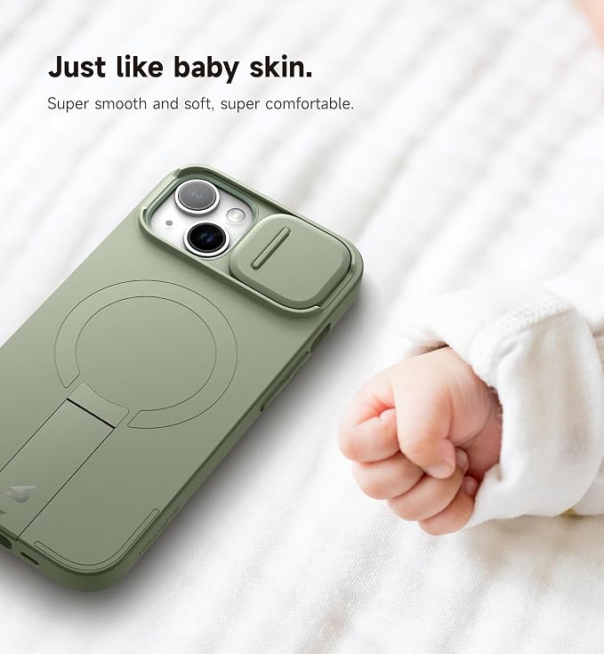 SURITCH for iPhone 15 Case with Magnetic Camera Slide Cover and Adjustable Kickstand, Compatible with MagSafe, Shockproof Bumper Case Slim Protective Cover 6.1 Inch, Green - Image 6