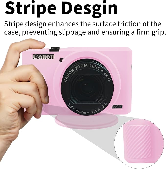 Easy Hood Camera Case Cover for Canon Powershot G7X Mark III Camera(Pink) | With Removable Lens Cover,Soft Silicone Protective Case,Anti-Scratch,Slim Fit,Enhanced Grip,Lightweight Camera Accessories - Image 3
