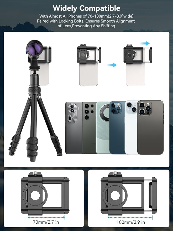MIAO LAB 20-60X Zoom Telephoto Lens, High Power Telephoto Mobile Cell Phone Lens with Tripod & Universal Phone Clip, for iPhone 17/16/15/14/13 Series, Samsung, Android and Most Smartphone - Image 8