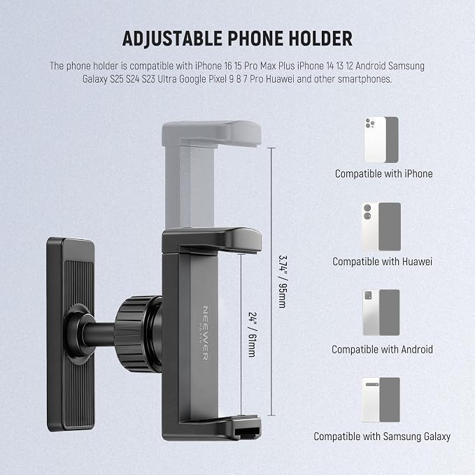 NEEWER Magnetic Phone Holder Mount Stand, Home Gym Workout Forklift Decor Stuff Essential Accessories Gear Compatible with iPhone Android Samsung for Women Men Girl Boy Video Recording, PA119 - Image 5