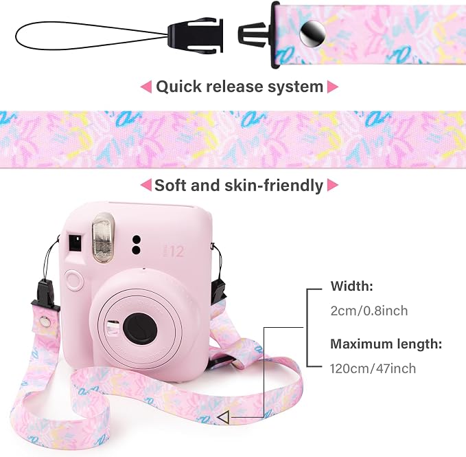 VOVMOEYA Camera Strap,Cute Camera Lanyard Neck Strap,iPad Strap,Cute Camera Strap for Fujifilm mini Camera Kodak Smile + Smile plus,pink - Image 2