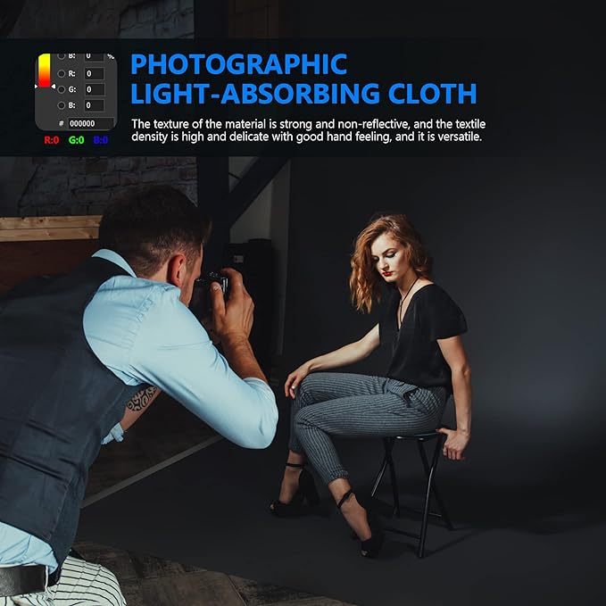 NEEWER 10 x 12FT / 3 x 3.6M PRO Photo Studio Premium Polyester Collapsible Backdrop Background for Photography, Video and Television (Backdrop ONLY) - Black - Image 4