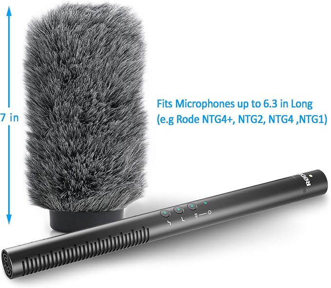 YOUSHARES NTG4+ Microphone Windscreen - Windmuff for Rode NTG4 Plus Shotgun Microphones, Windshield Up to 6.3" Long - Image 4