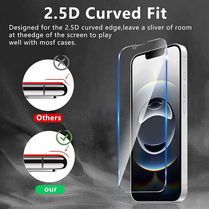 3 Pack Screen Protector Designed for iPhone 16e / 17e with 3 Pack Tempered Glass Camera Lens Protector,Ultra HD Clear,9H Hardness,Easy Install - Case Friendly,Scratch Resistant - Image 2