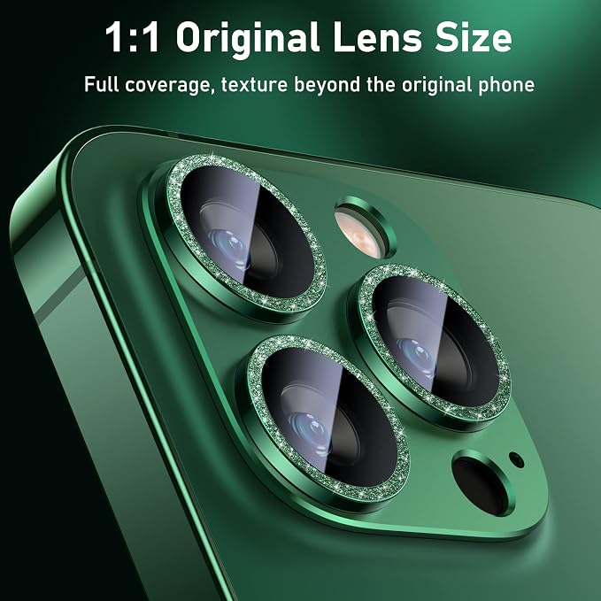 UniqueMe for iPhone 13 Pro/13 Pro Max Camera Lens Protector - Alpine Green | Strong Drop Protection, Not Easy to Fall-off, Metal Ring, Tempered Glass, Rear Camera Screen Cover, Alpine Green - Image 6