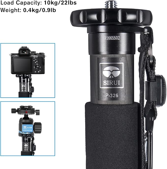 SIRUI Camera Monopod P-326 6 Section Carbon Fiber Compact Lightweight Travel Monopod - Image 6