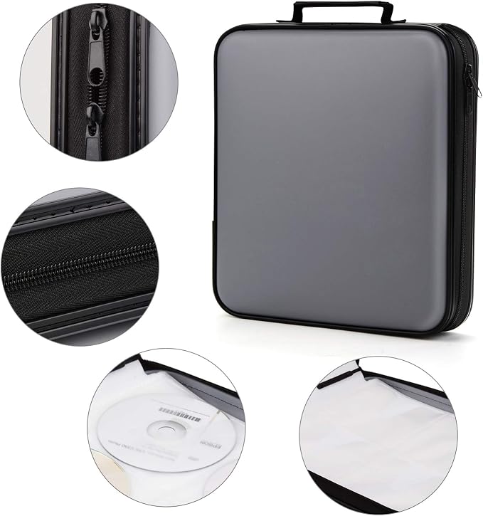 DVD Storage CD Case Holder: 160 Capacity CD Sleeves Black Disc Cases Binder for Car - CD Hard Organizer Box - Large DVD Wallet for Movie/Music/Game & Portable CD Book - Image 3