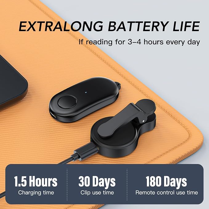 Remote Control Page Turner for Kindle Paperwhite Oasis Kobo eReaders,Kindle Clicker Page Turner Accessories for iPhone,iPad, Android Tablets Reading Novels,Camera Video Record&Shutter Selfie (Black) - Image 3