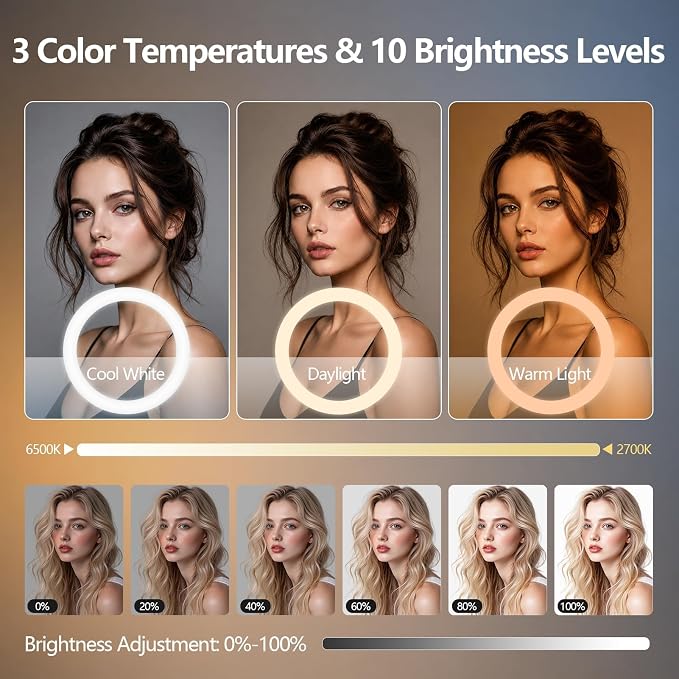EMART 10'' Ring Light with 55'' Extendable Tripod Stand & Phone Holder | 16 RGB Colors Modes, 10 Dimmable Levels LED Circle Selfie Lights with Wireless Remote for Makeup, Streaming, YouTube, TikTok - Image 2