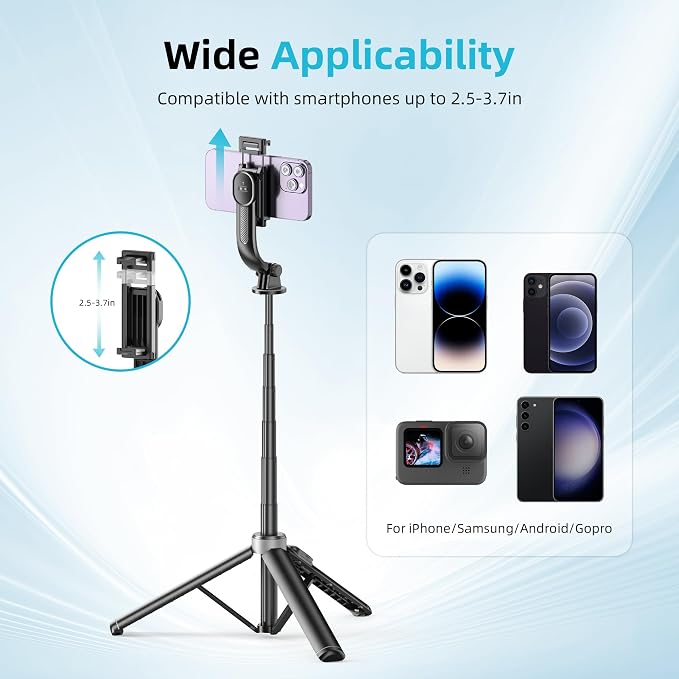 51" Selfie Stick Tripod, Extendable Cell Phone Stand with Remote, Aluminum Alloy Smartphone Travel Tripod Phone Stand for iPhone 15/14/13/12 Pro Max, Samsung, Huawei, GoPro - Image 6