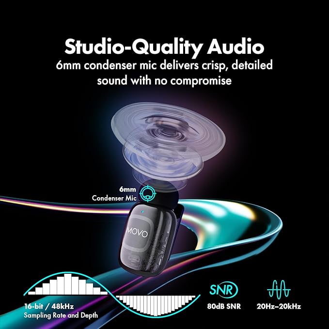 Movo NanoMic Dual Lightning Wireless Microphone for iPhone 14 and Below– Lavalier Mic for iPhone, Great for Vlogging, TikTok, Content Creation - Image 6