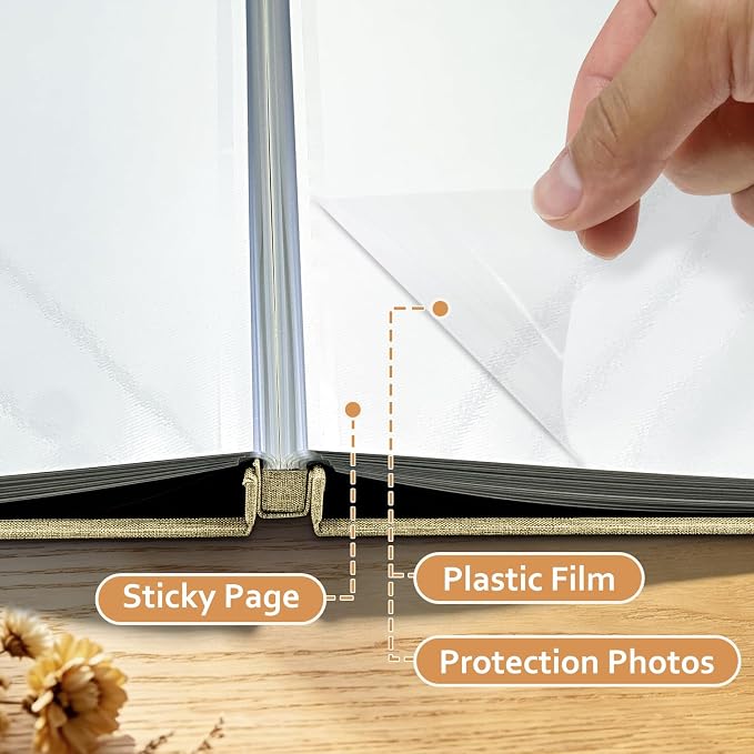Large Photo Album Self Adhesive Scrapbook Album for 4x6 5x7 8x10 Pictures DIY Photo Book for Wedding, Anniversary, Christmas, Baby Shower, Ideal for Preserving Precious Moments - Image 5
