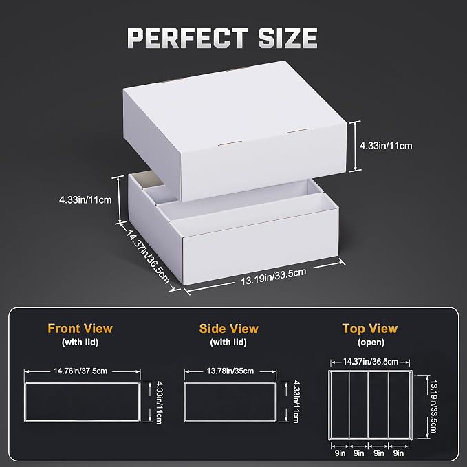 ZLCA 4 Row Trading Card Storage Box, 3200+ Standard Card 700+ Top Loader | Cardboard Storage Box with 20 Dividers, Bulk Card Storage Box for Top Loader MTG TCG PTCG Baseball Sports Card - Image 7
