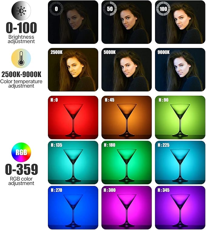 ULANZI VL49 RGB Video Lights White, LED Camera Light 360° Full Color Portable Photography Lighting w 3 Cold Shoe, 2000mAh Rechargeable CRI 95+ 2500-9000K Lamp Support Magnetic Attraction - Image 3