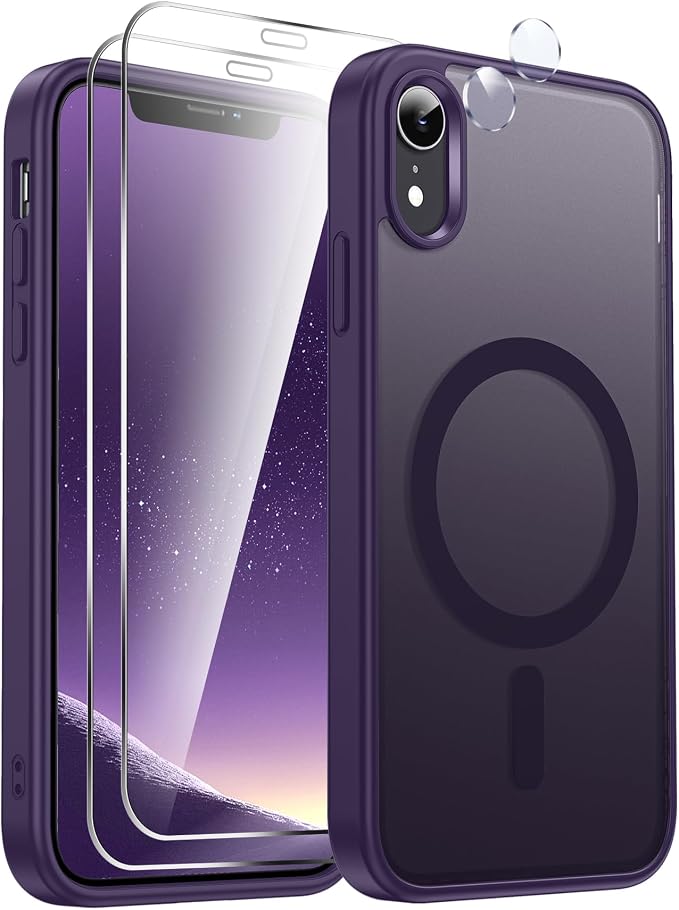 LeYi for iPhone-XR Phone Case Purple with Screen Protector X2 + Camera Cover X2:[ MagSafe Compatible] Magnetic Slim Cases for i Phone 10 iphoneXR Military Grade Protective Funda Para 10XR, Deep Purple - Image 7