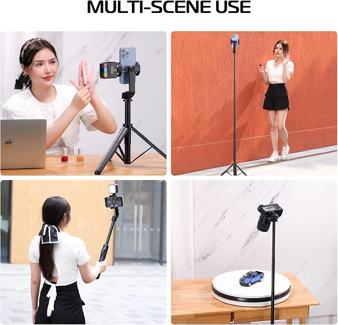 ULANZI SK-03 Selfie Stick Tripod, 64" Professional Stable Phone Tripod Stand for Smartphone/Action Camera, 3 in 1 Extendable Phone Holder with Detachable Remote for Travel Selfies Video Recording Vlog - Image 9