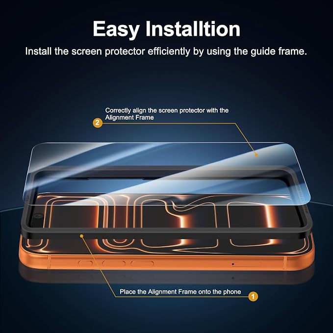 NEW'C 3x Screen Protector for iPhone 17 Pro Max (6.9 inches)+ 3x Camera Lens Protector, Sensor Protection, Case Friendly Tempered Glass Film, Ultra Resistant, Easy installation tool include - Image 3
