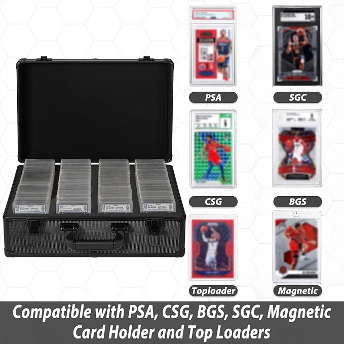 Graded Card Case, Storage Organizer Box for Sports Trading Card Slab Holder | Protable Aluminum Alloy Graded Card Storage Box Compatible with 150+ Card Slabs - Sports Trading Card Case Fits PSA, CSG, BGS - Image 2