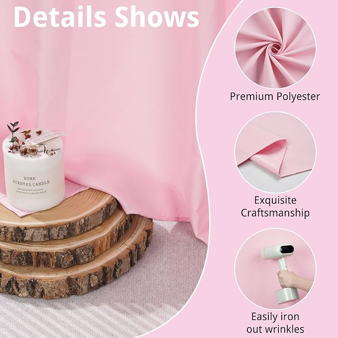 10x7FT Pink Backdrop Curtains for Parties, 5x7FT 2 Panels | Wrinkle Resistant Fabric Drapes for Photography Birthday Wedding Background Decorations Easy Hang Multipurpose Use - Image 2