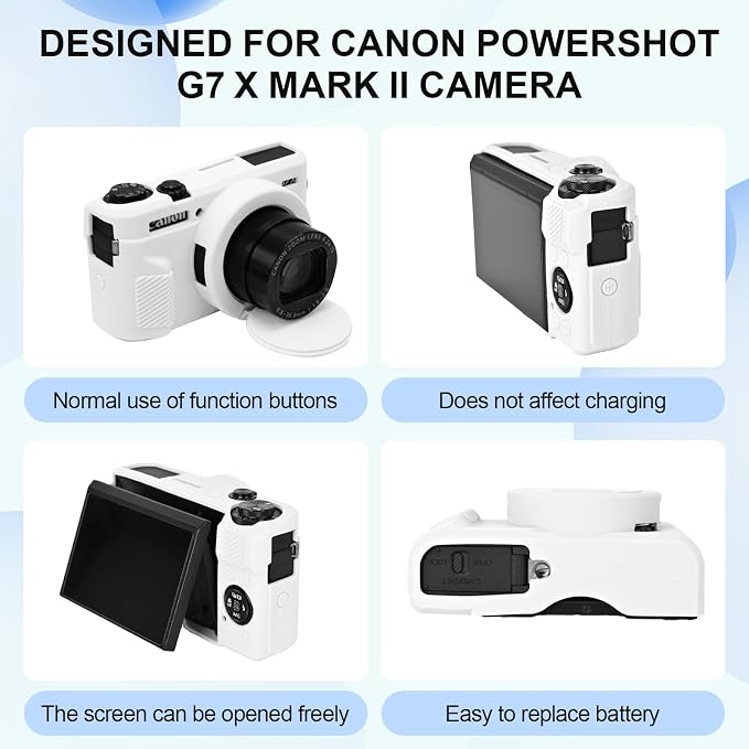 Case with Removable Lens Cover for Canon G7X Mark II/G7XII Camera(White) | Soft Silicone Camera Protective Case,Slim Fit,Anti-Scratch,Dustproof,Shockproof,Camera Accessories,For Travel,Daily Use - Image 3