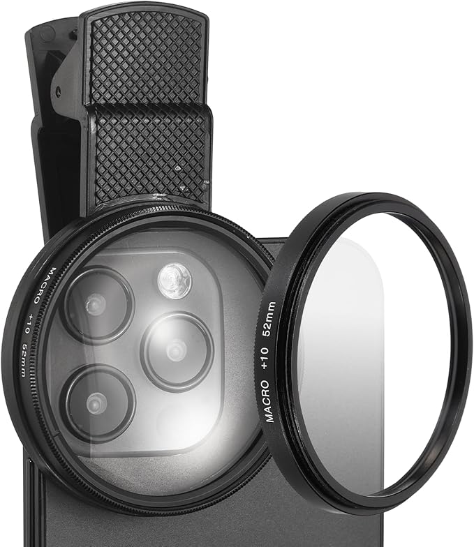 PATIKIL 52mm Phone Camera Lens, Clip-On 10x Macro Filter Circular Polarizing Lens for Most Smart Phones and DSLR Cameras, Black by PATIKIL