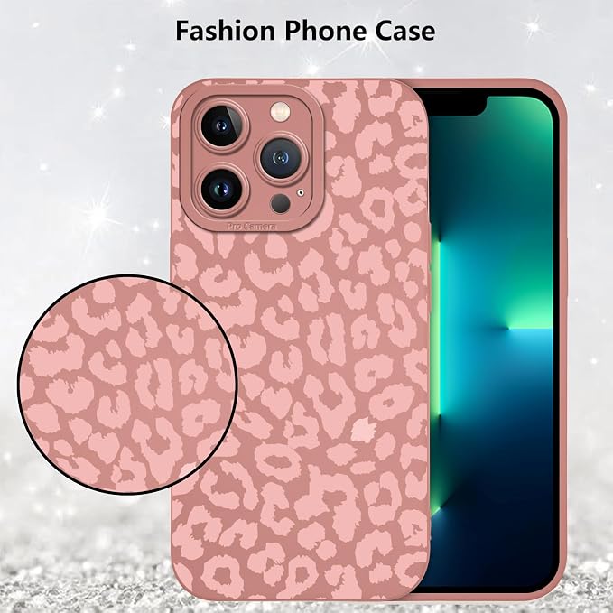 Cute Pink Cheetah Print Phone Case for iPhone 13 Pro 6.1" | Aesthetic Leopard Pattern Design Cover Full Camera Lens Protective Shockproof Soft Slim TPU Funda for Women Girls - Image 6