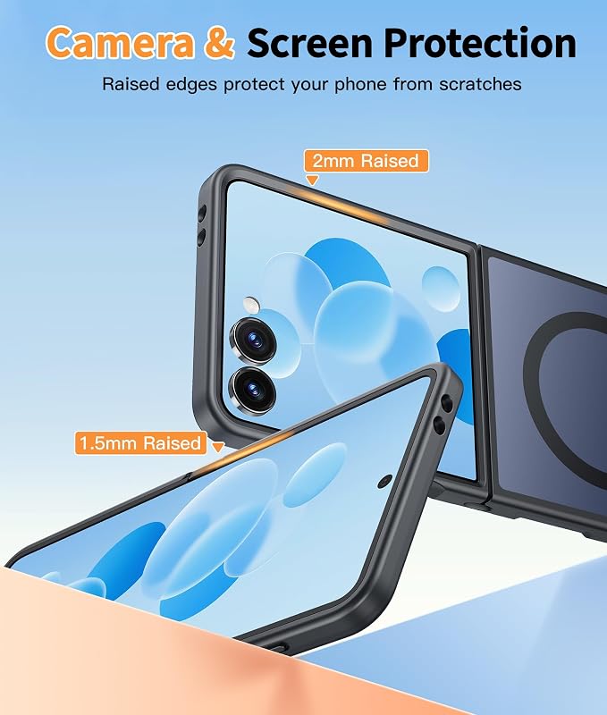 FNTCASE for Samsung Galaxy Z Flip 7 Case, Fit for Magsafe, Screen Protector | Translucent Matte, 18FT Military Grade Drop Protection, Shockproof Protective Phone Cover, Black - Image 5