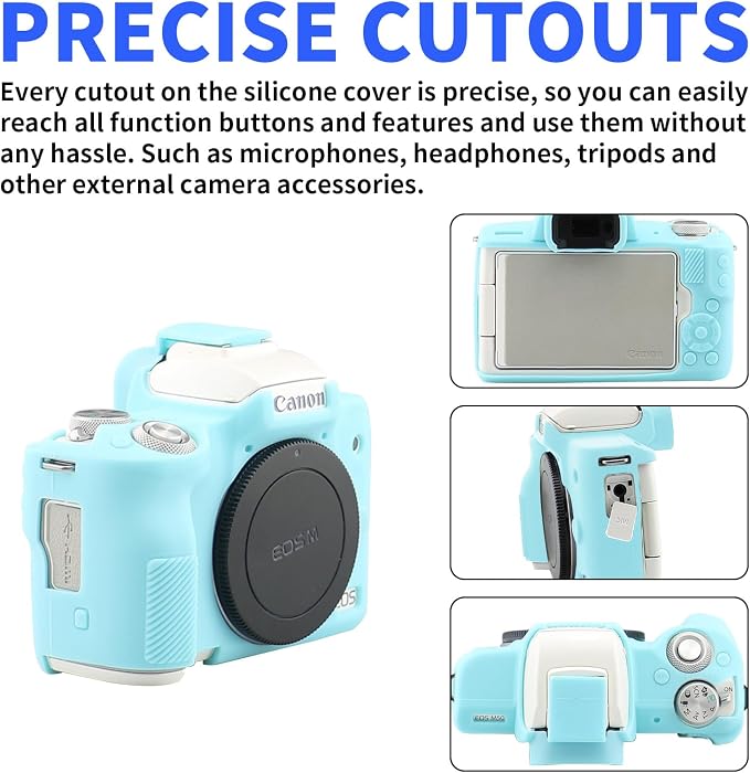 Easy Hood Camera Case for Canon EOS M50/M50 Mark II Digital Camera, Anti-Scratch Soft Silicone Case Cover Housing Protective Cover Protector Camera Body Skin Case (Blue) - Image 2