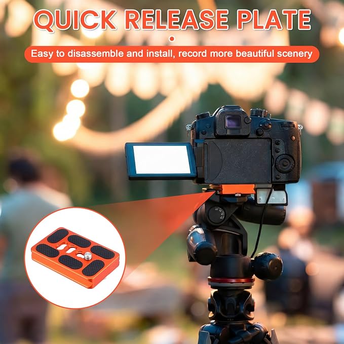 Frienda Quick Release Plate Tripod 1/4-20 DSLR,Pu60,Orange | Tripod Mount Plate, Camera Tripod Mount for DSLR Camera Tripod Ball Head , Metal, 1.9 x 1.5 x 0.4 Inch - Image 6
