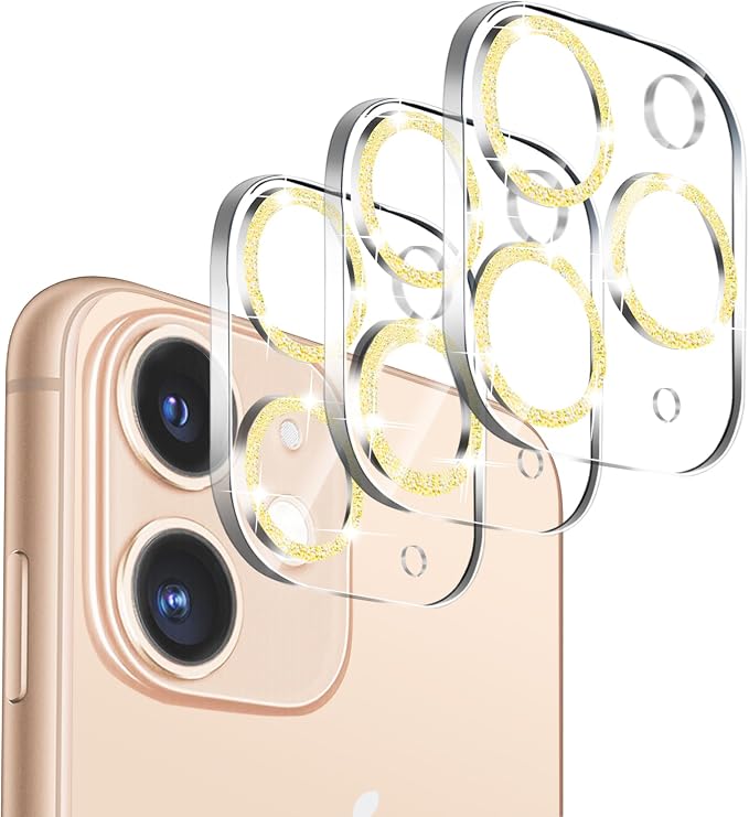 3 Pack Dengduoduo Tempered Glass Camera Lens Protector for iPhone 11 Pro 5.8" & iPhone 11 Pro Max 6.5", Bling Sparkle, Ultra HD, 9H Hardness, Anti-Scratch, Case Friendly, Easy to Install [No Affect on Night Shots] by Dengduoduo