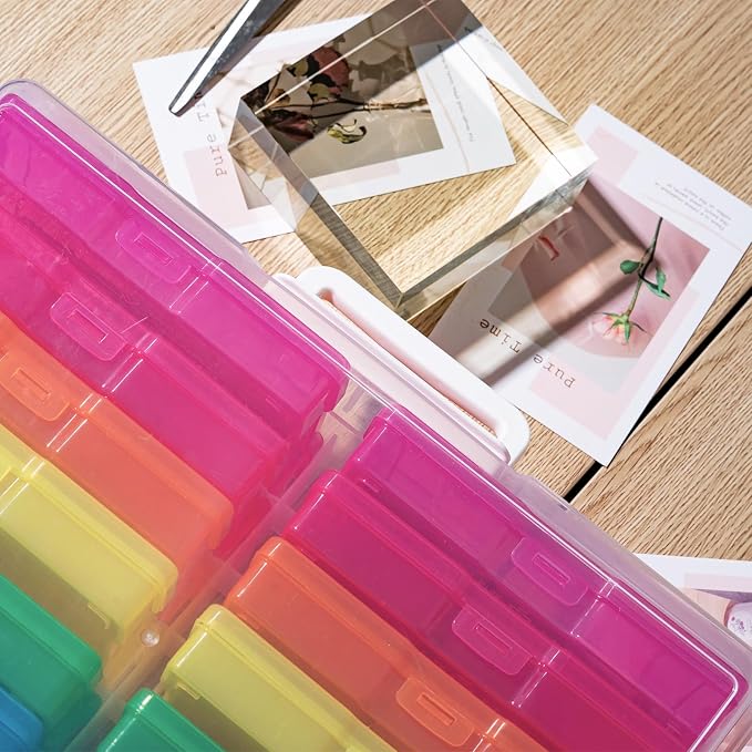 novelinks Photo Storage Boxes with Handle, Photo Organizers and Storage | 2Pack Color, Photo Albums 4x6 Pictures, Photo Cases, Classroom Organization, Index Card Box, Photo Card Holder, Seed Storage - Image 6