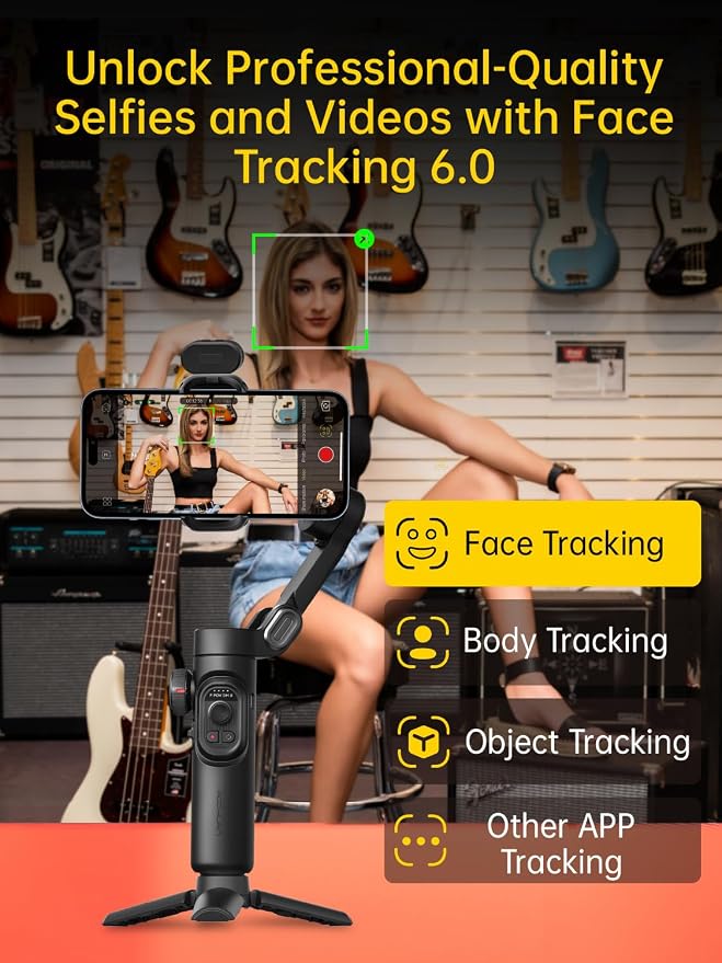 AOCHUAN 3-Axis Gimbal Stabilizer for iPhone Gimbal w/RGB Fill Light-XE Kit | Face Tracking Focus Wheel Foldable Smartphone for iPhone/Android Phone Stabilizer Vlog Recording Smart XE Kit - Image 4