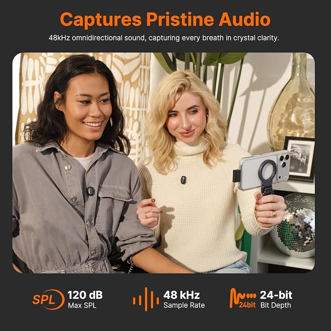 Saramonic Air SE Wireless Mini Microphone for iPhone 17/16/15 & Android, 48kHz/24-bit, AI Noise Cancellation, Clip on Content Creator Microphones for Interview YouTube TikTok Vlogging (2TX + USB-C RX) - Image 2