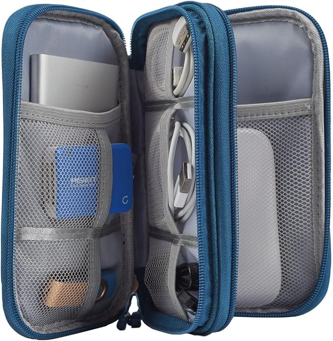 CAOODKDK Electronic Organizer Travel Cable Accessories Bag, Waterproof Electronic Organizer Case, Accessories Organizer Bag for Power Bank, Charging Cords, Chargers, USB Cable, Earphones (Dark Green) - Image 3