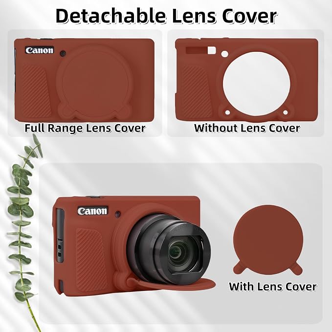 Camera Case for Canon PowerShot SX740/ SX730 Digital Camera, SX740 HS Case | Soft Silicone Protective Case Removable Lens Cover, Comes with 2 Screen Protectors and 1 Wrist Strap. (Brown) - Image 4