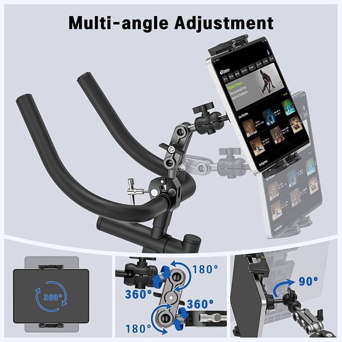Tablet Mount for Spin Bike Treadmill,Microphone Stand | iPad Holder Stand Exercise Bike Handlebar Mount for Stationary Bicycle, Tablet Stand for 4.7-12.9" iPad Pro Galaxy Tabs - Image 6