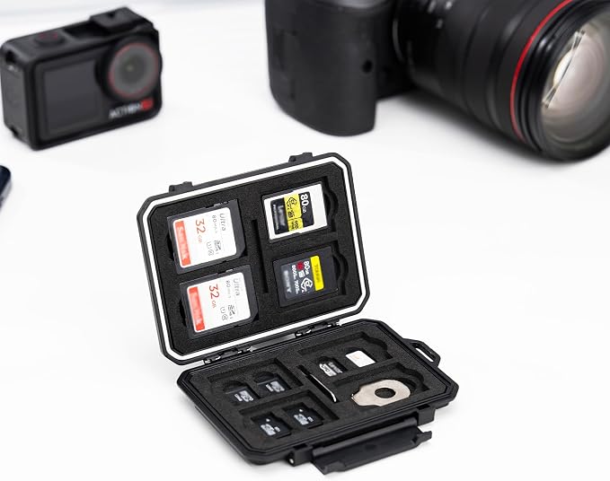 Small 18 Slots Memory Card Case for 8 SD 4 CFA 4 TF and 2 Nano SIM Cards, IP67 Waterproof Anti-Shock Anti-Dust, Compact Size & Portable SD SDHC SDXC CFexpress Type-A Card Holder Organizer Storage Box - Image 9