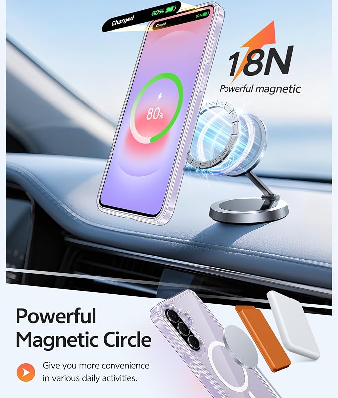 FNTCASE for Galaxy A37/A36 5G Phone Case, Fit for Magsafe, Screen Protector | Anti Yellowing Magnetic Back, 14FT Military Grade Drop Protection, Shockproof Protective, for Samsung A37 Cover, Transparent - Image 3