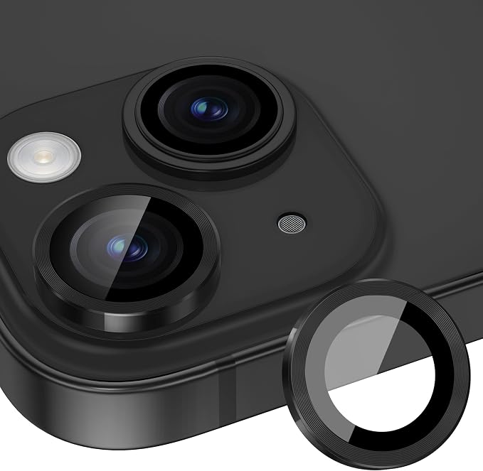for iPhone 15/iPhone 15 Plus Camera Lens Protector Cover, Black | Individual Metal, 9H Hardness, Scratch Resistant, Shockproof, Drop Protection, Case Friendly, Stylish Accessories by Xfilm